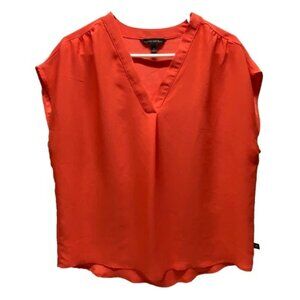Banana Republic Sleeveless Blouse Women's Medium Orange V-Neck Workwear Top GUC